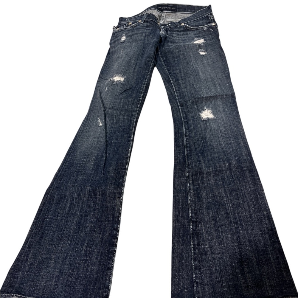 Rock & Republic Dark Blue Distressed Flare Jeans